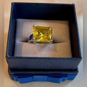 Vintage Citrine Yellow Gemstone Ring, 925 Silver